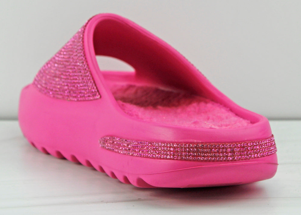 PlayoffD Women&#39;s Rhinestone Horizontal Grooved Outsole Slides