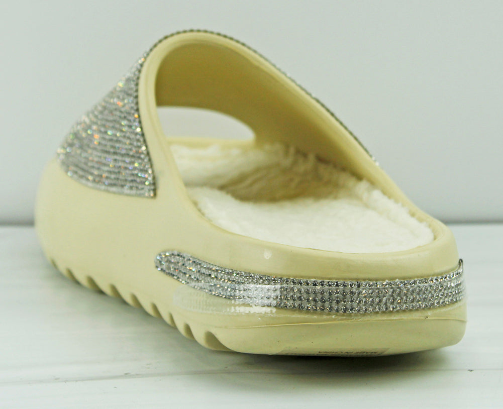 PlayoffD Women&#39;s Rhinestone Horizontal Grooved Outsole Slides