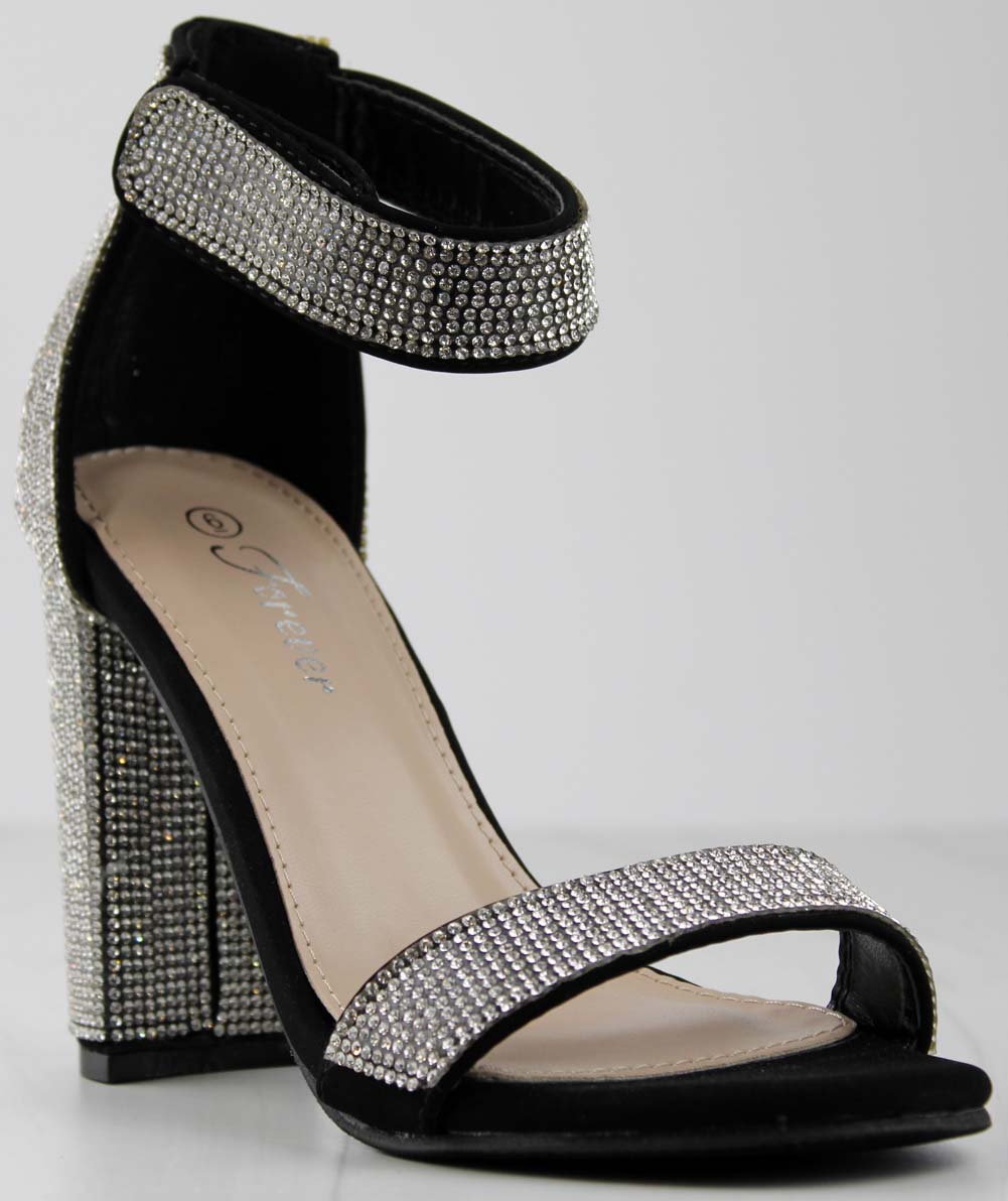 Amazon.com | Arqa Women's Rhinestone Bow Heels Ankle Strap Slingback Pumps  Satin Wedding Stiletto Dress High Heel Sandals Black Size 5 | Heeled Sandals