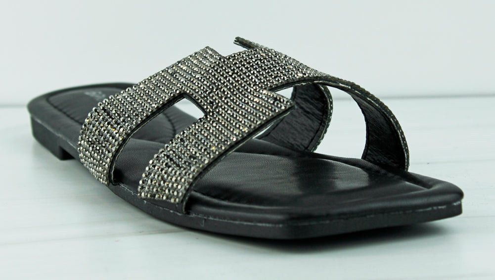 Shade 04  Womens Rhinestone Embellished Flat Sandals