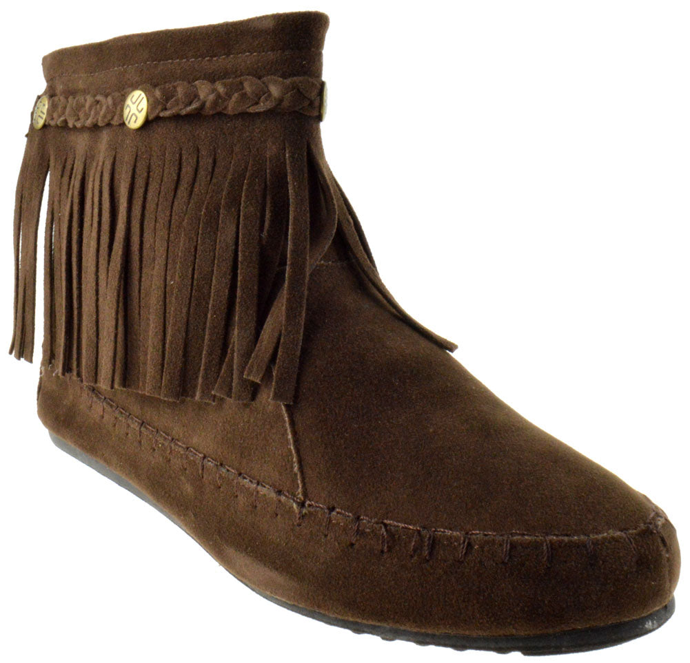 womens ankle fringe boots booties