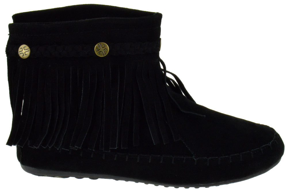 Western 19 Womens Ankle Fringe Moccasin Ankle Boots