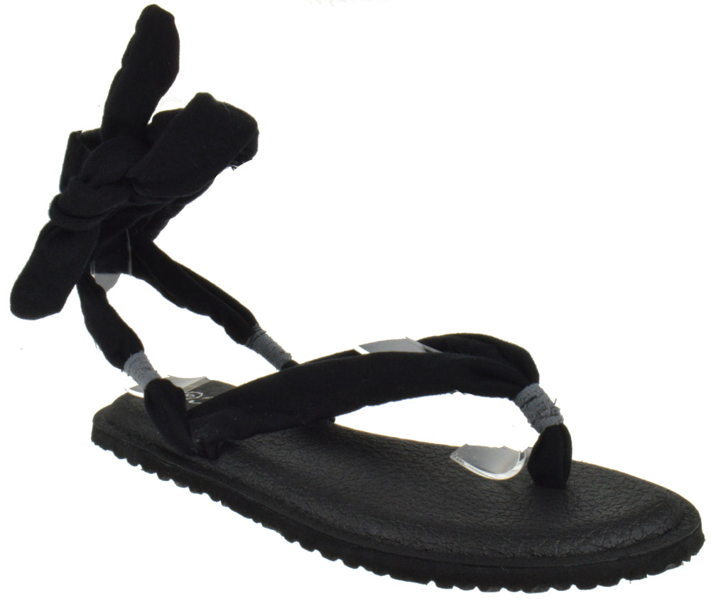 Sanuk Yoga Sling Flat Sandals Black Size 8