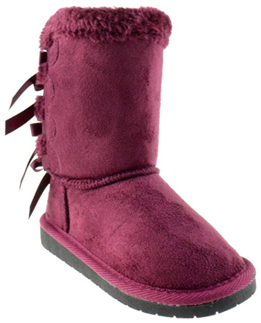Ann 34K Girls Shearling Bowtie Fur Boots