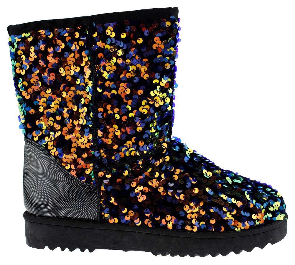 Annie 42 Women&#39;s Sequined Mid Calf Shearling Slip On  Boots
