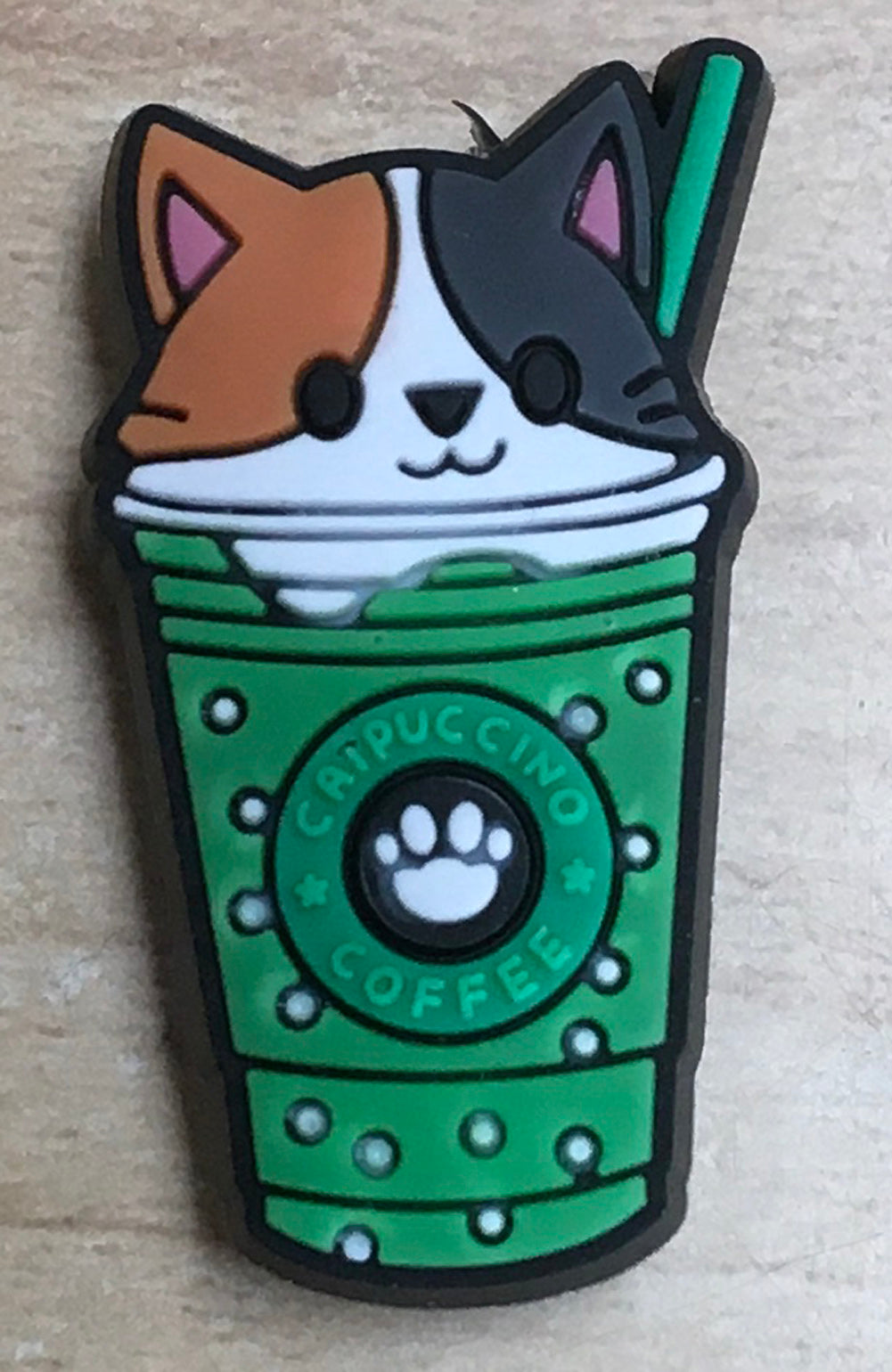 &quot;Catpuccino Coffee&quot; Rubber Shoe Charms