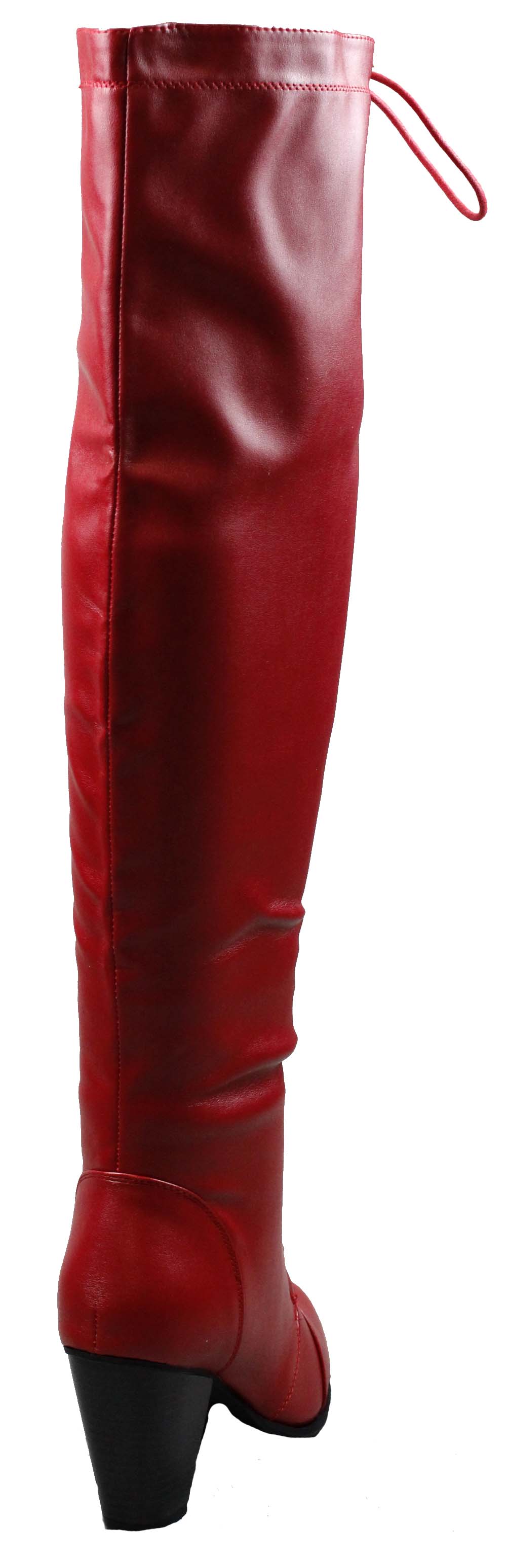 Camila 48 Womens Lace up Chunky Heel Thigh high Heeled Boots Red Suede 6.5