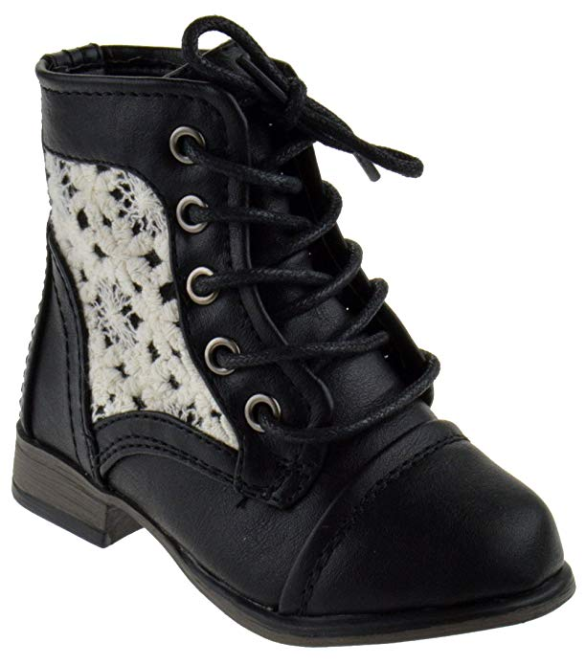 Chapter 30 KA Baby Girls Floral Lace Combat Boots