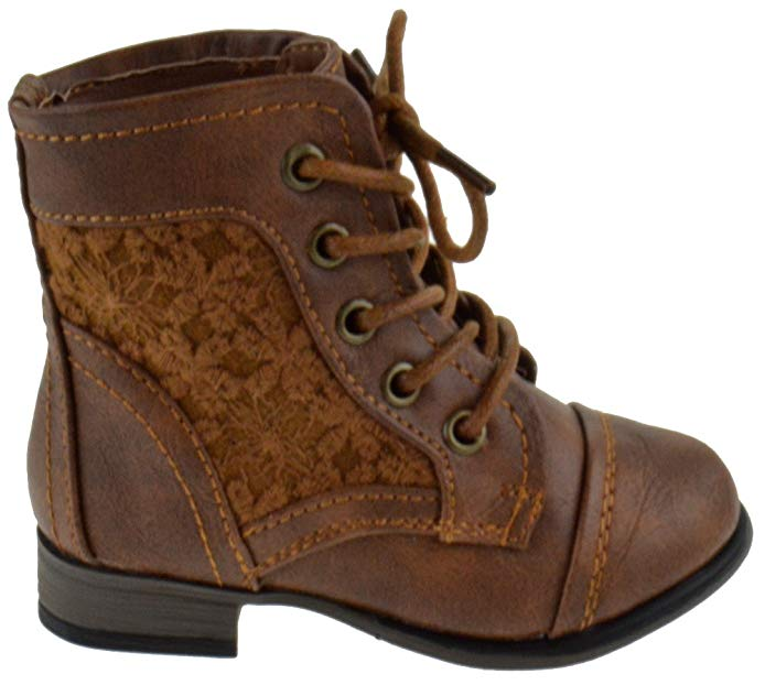 Chapter 30 KA Baby Girls Floral Lace Combat Boots