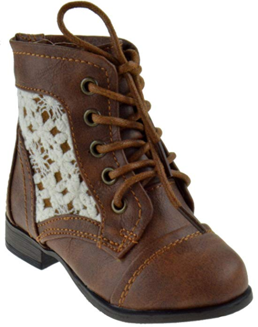Chapter 30 KA Baby Girls Floral Lace Combat Boots