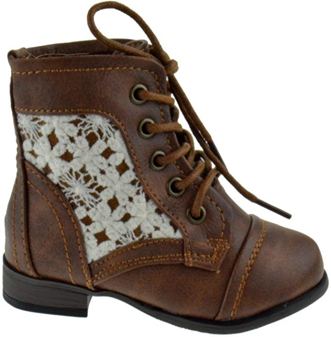 Chapter 30 KA Baby Girls Floral Lace Combat Boots