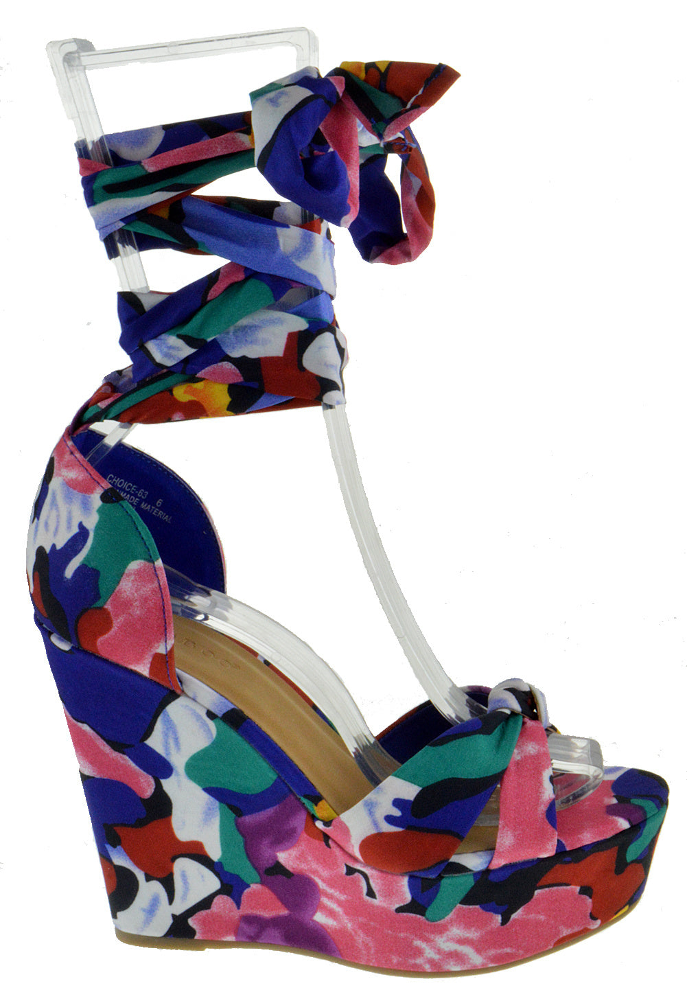 Choice 63 Womens Floral Wrap High Heel Wedge Sandals - SHOE