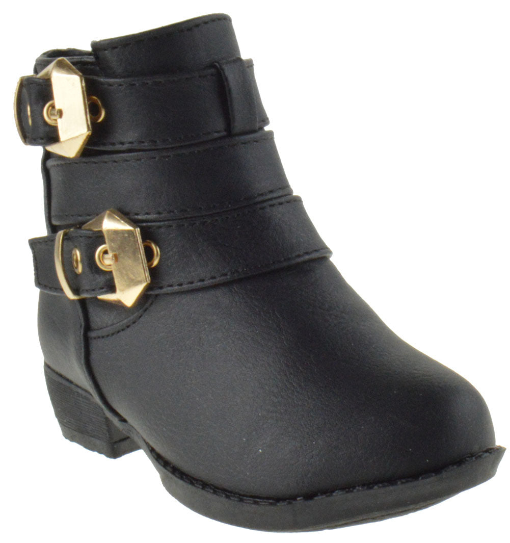 CL-14A Baby Girls Heeled Strappy Ankle Boots