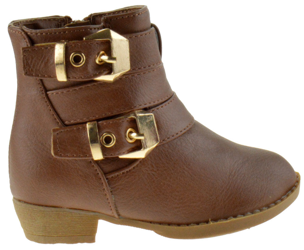 CL-14A Baby Girls Heeled Strappy Ankle Boots