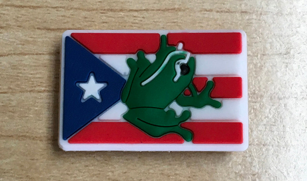 Puerto Rican Flag Frog Rubber Shoe Charms