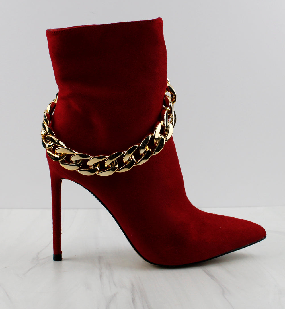 Condition 40 Women&#39;s Chain Embellished Stiletto Heeled Boots