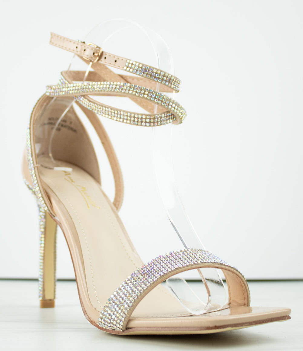 Endless 44 Women&#39;s Strappy Rhinestone Dress Heeled Sandals