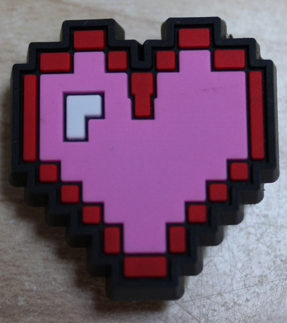 Pixel Heart Rubber Shoe Charms