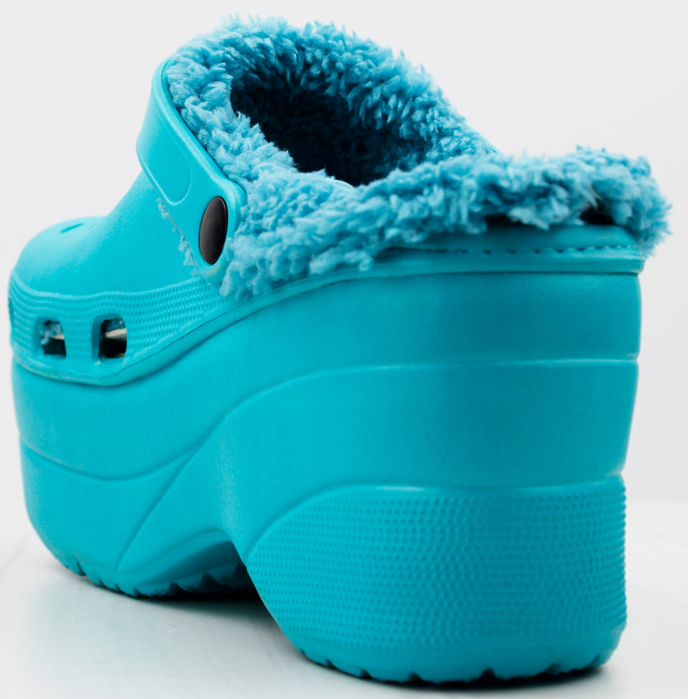 Teal crocs with outlet fur