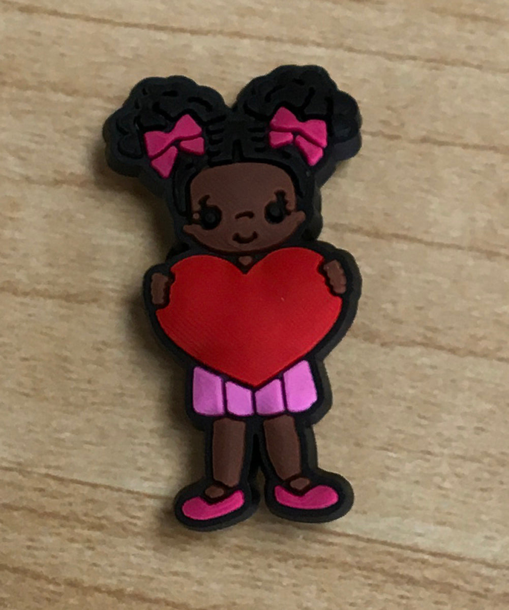 Girl W/ Heart Rubber Shoe Charms