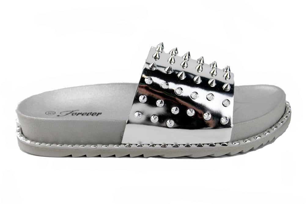 Goth 36 Womens Spike Embellished Upper Band Slip On Sandals