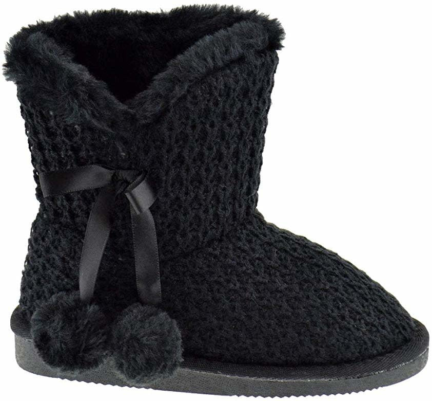 KB5145 Girl&#39;s Pull Up Knitted Shearling Boot