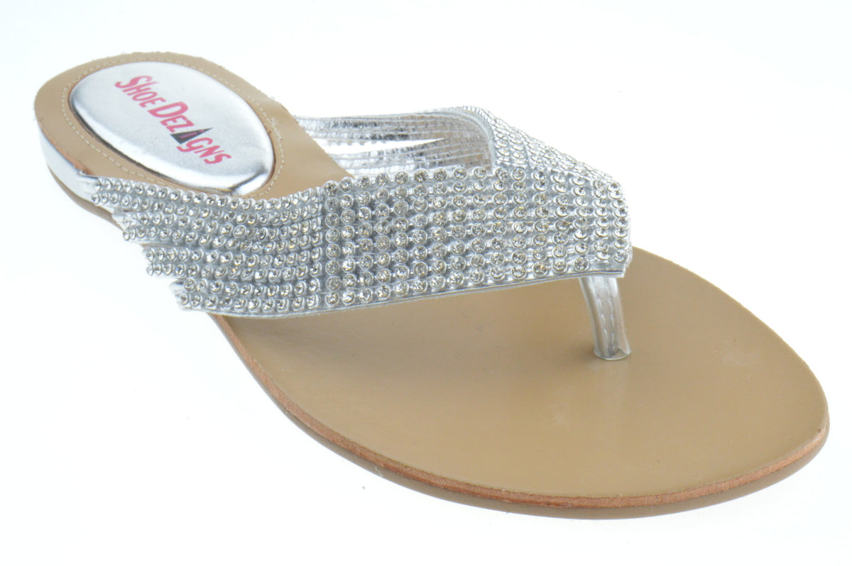 Kylie 09 Gladiator Rhinestone Thong Flat Sandals