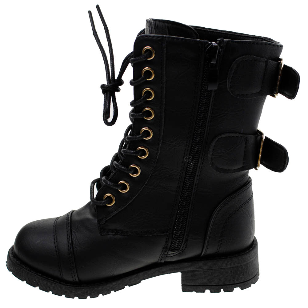 Mountain-82k Girls  Knee High Buckle Accent Combat Boot