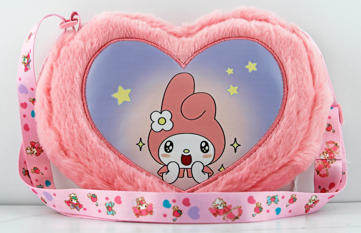 My Melody Fuzzy Heart Shaped Crossbody Bag