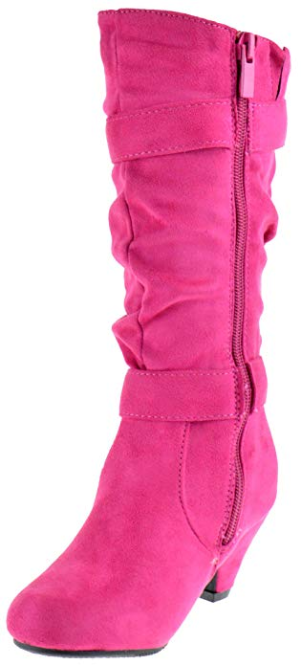 Pauline 18S Little Girls Rhinestone Knee High Kitten Heel Dress Boots