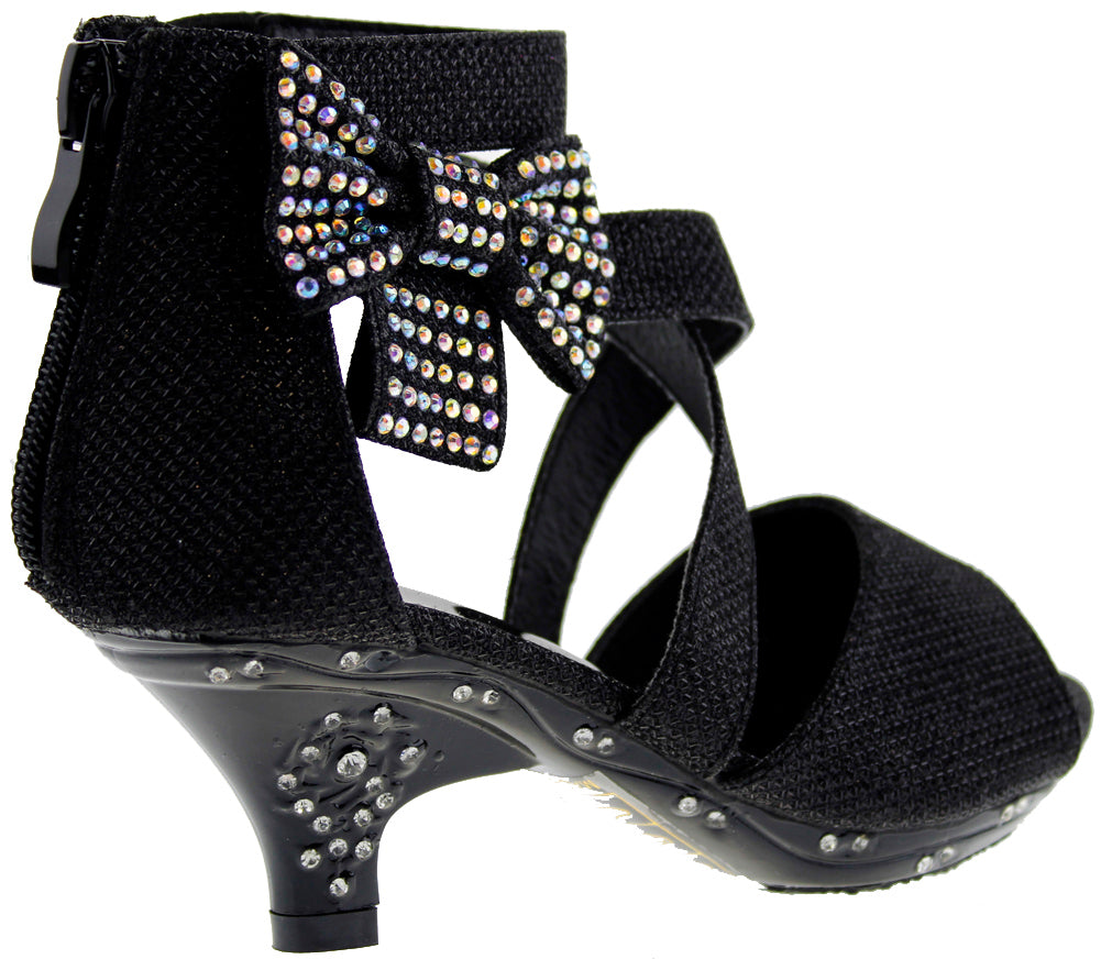 Amazon.com | Arqa Rhinestone Bows Heels,Women's Satin Slingback Pumps  Pointed Toe Wedding Dress Stilettos Black Size 5 | Shoes