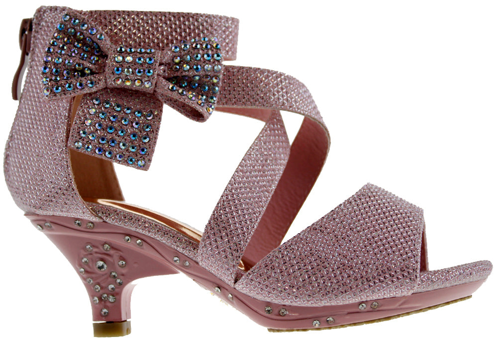 Girls Sandals Open Toe Block Low Heel Bowknots Rhinestone Princess Shoes  Pump | eBay