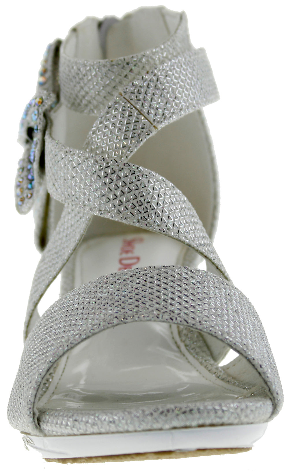 Ponce 10 Little Girl&#39;s Glitter Rhinestone Bow Heeled Dress Sandals