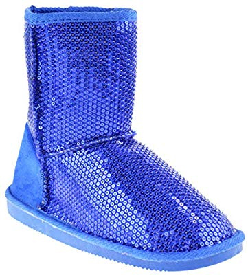 Pom-016KM Girls Sequin Slip On Shearling Boots