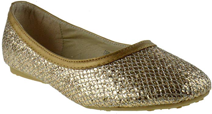 Glitter 02 Little Girl&#39;s Glittery Ballet Flats