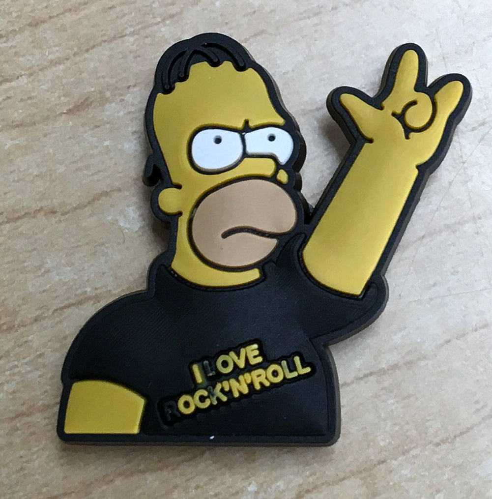 Homer I Love Rock&#39;N&#39;Roll Rubber Shoe Charms