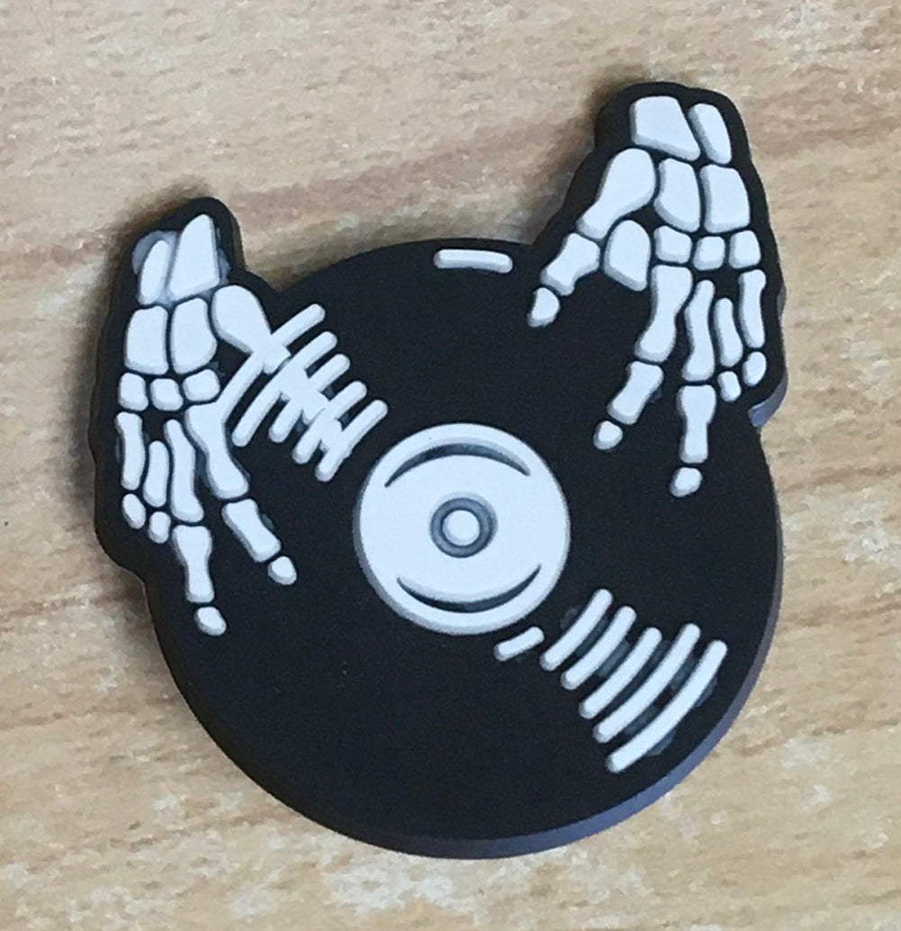 Skeleton Hands with Record Rubber Shoe Charm