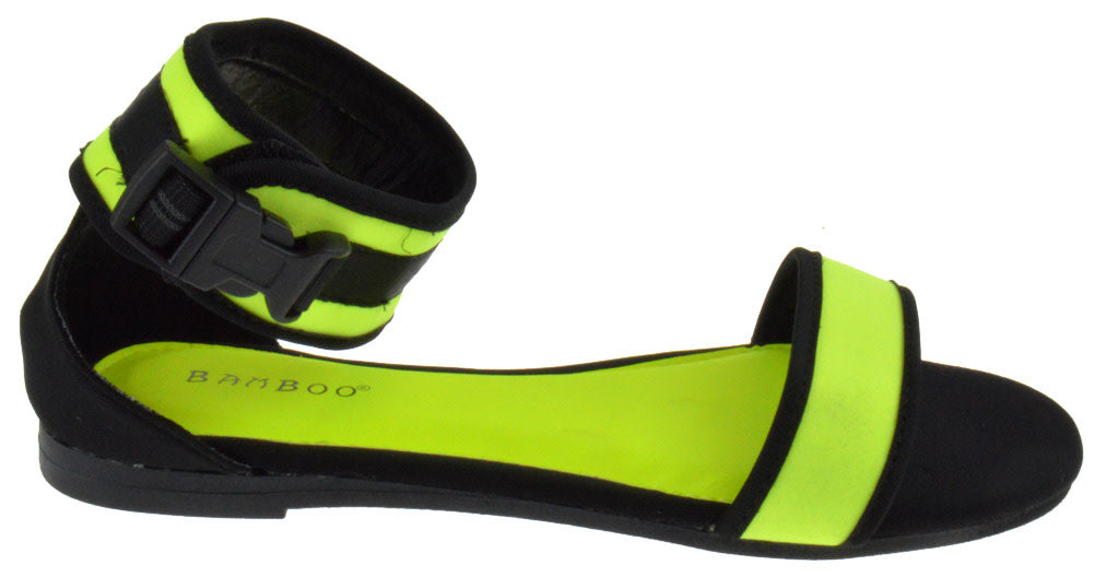 Lime green flat sandals hot sale